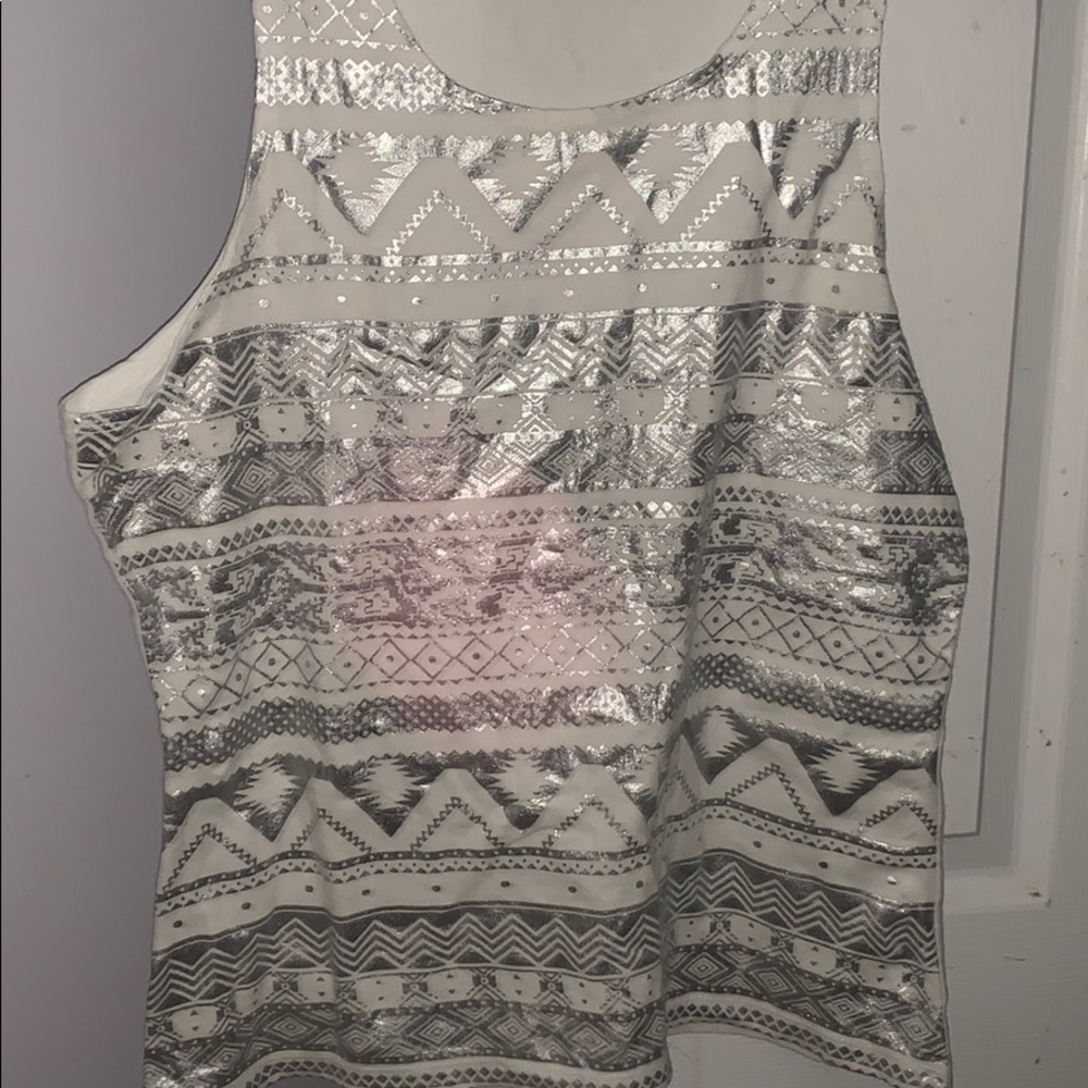 Aztec silver print tank top